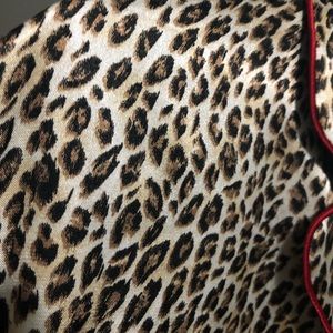 Leopard print long sleeve sleep shirt